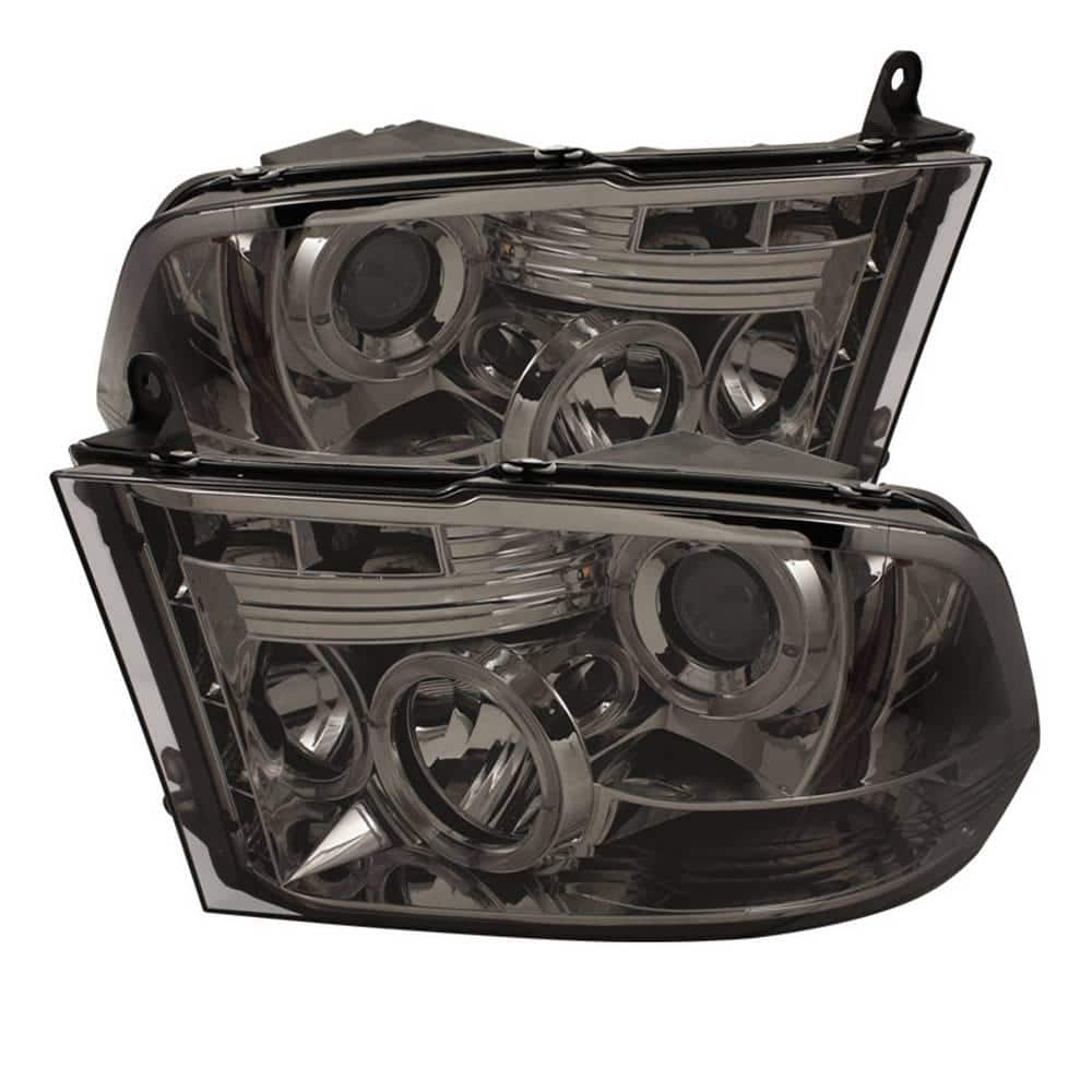 Spyder Auto Dodge Ram 1500 09-16 / Ram 2500/3500 10-16 Projector Headlights  - Halogen Model Only - LED Halo - Smoke 5010056 - The Home Depot