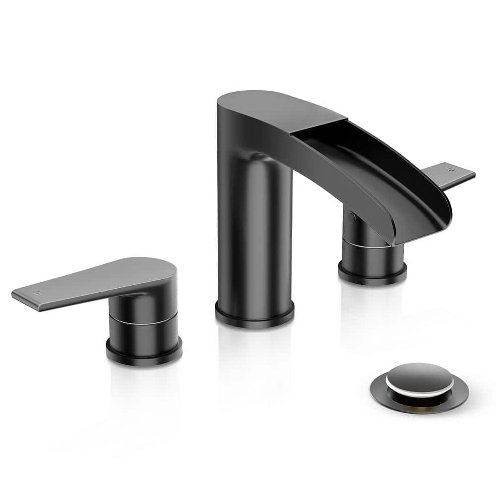 Bathroom Faucets, Black Matte 2024 Waterfall Spout Modern Bathroom Sink Faucet