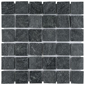 Crag Quad Black Quartzite 12 in. x 12 in. Natural Stone Mosaic Tile (5.21 sq. ft./Case)