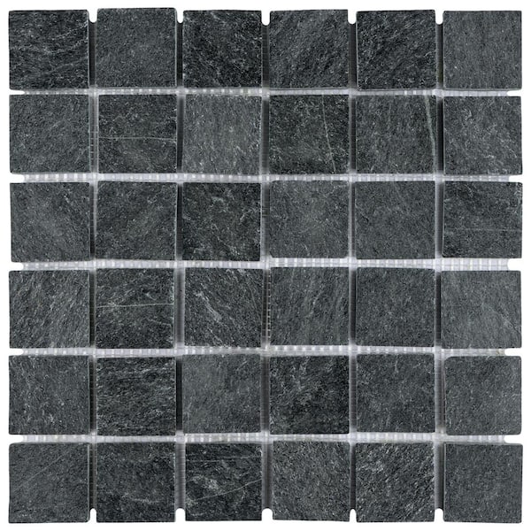 Merola Tile Crag Quad Black Quartzite 12 in. x 12 in. x 13 mm Natural Stone Mosaic Tile (1 sq. ft./Each)