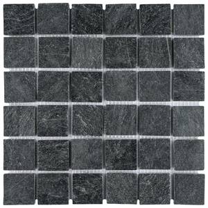 Take Home Tile Sample - Crag Quad Black Quartzite 6 in. x 6 in. Natural Stone Mosaic