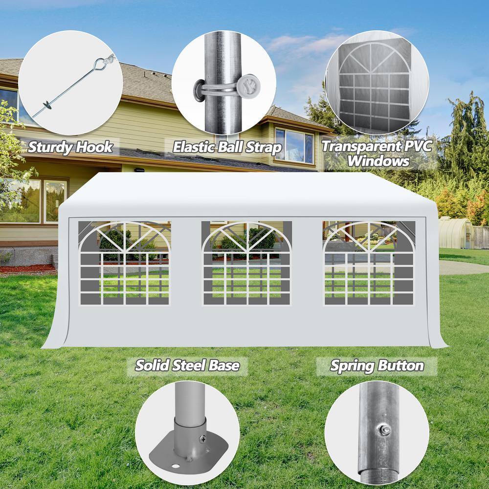 Large White Galvanized Steel Outdoor Party Tent with Removable Sidewalls