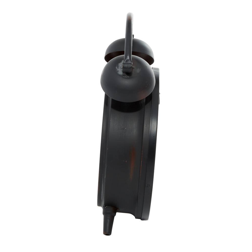 Vintage Black Metal Bell Top Table Clock