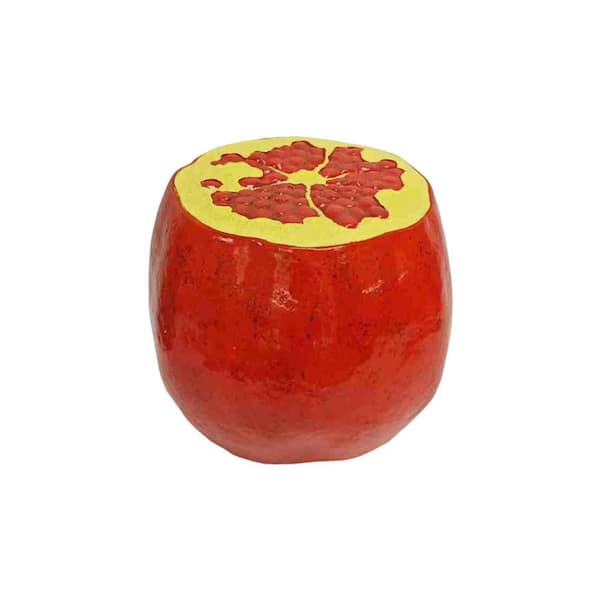 Avex Red Round Resin 12.2 in. H Outdoor/Indoor Art Decor Side Table Pomegranate Fruit Stool