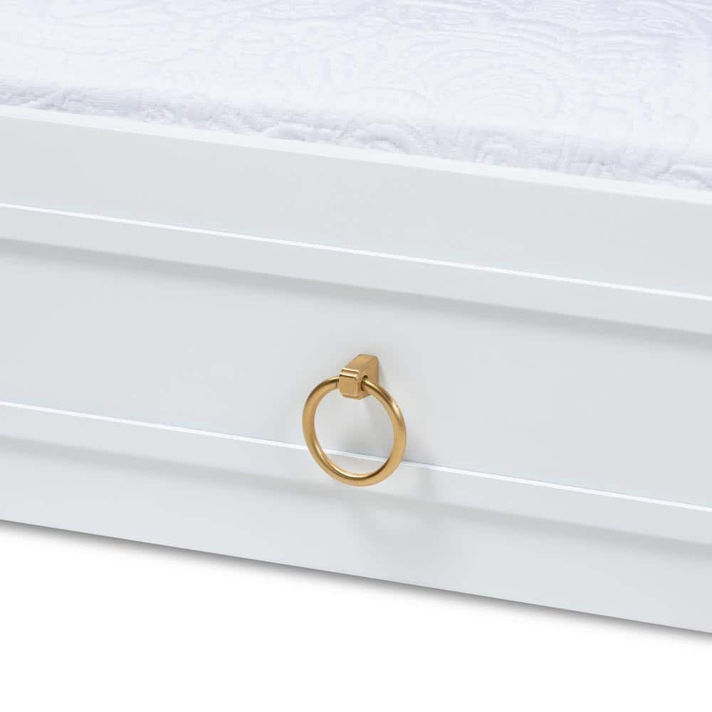 Mariana White Wood Twin Trundle Bed with Drawer