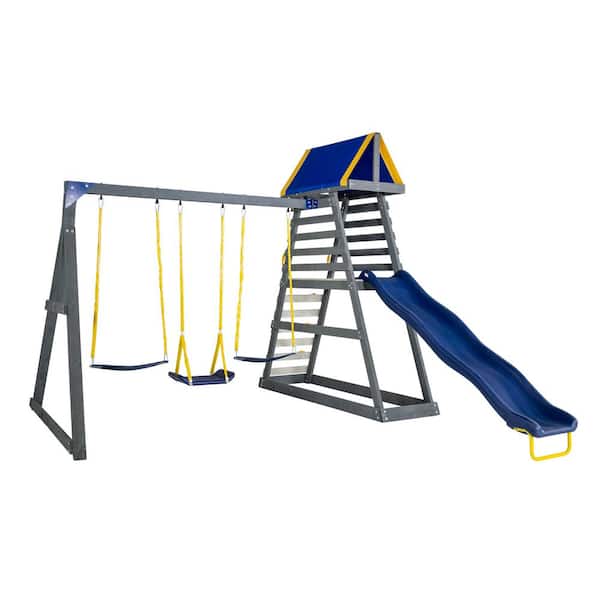 SPORTSPOWER Mill Creek Canyon Wooden Playset with Slide and Swings