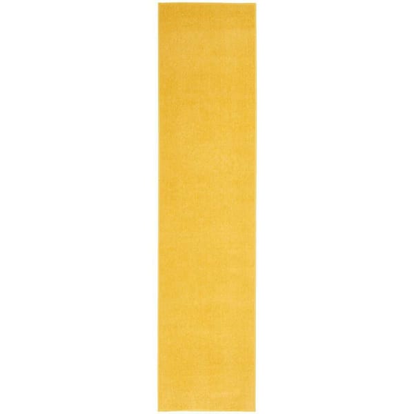 Nourison Essentials 2 ft. x 12 ft. Yellow Solid ContemporaryIndoor/Outdoor Patio Kitchen Runner Area Rug