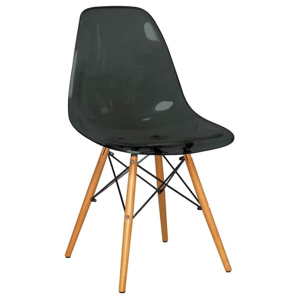 opdragelse indre ufravigelige Leisuremod Dover Modern Eiffel Base Plastic Dining Chair With Wood Legs In  Transparent Black EP19TBL - The Home Depot