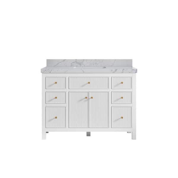 Willow Collections Sonoma 48 in. Single Sink Freestanding White Bath Vanity with Venatino Qt. Top Unassembled
