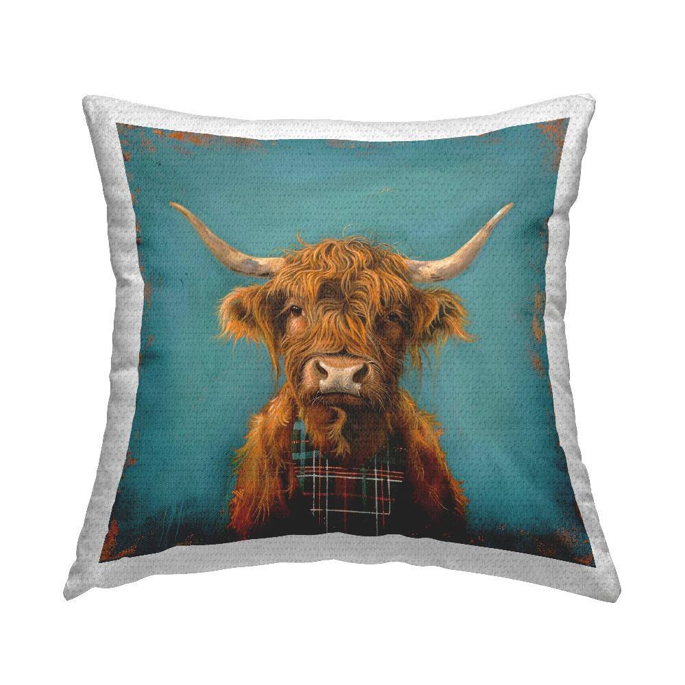 Highland Cow on Blue Blue Square Outdoor Throw Pillow price history on PriceWatchPro