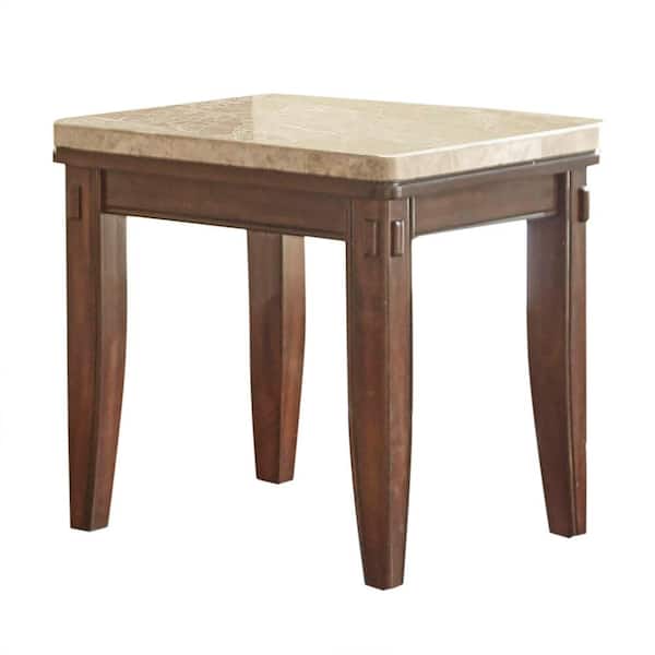 Unbranded Eileen White Marble Top End Table