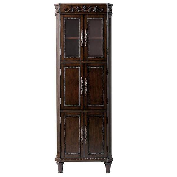 Home Decorators Collection Chelsea 25 in. W x 72 in. H x 14 in. D Bathroom Linen Storage Cabinet in Antique Cherry