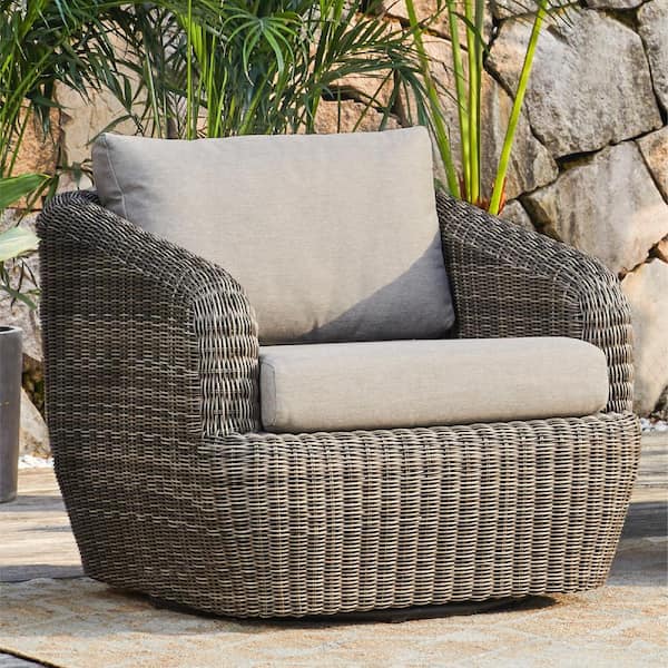 Spruce & Spring Elspeth 3 Pieces Grey Fabric Wicker Swivel Spruce & Spring Elspeth 3 Pieces Grey Fabric Wicker Swivel