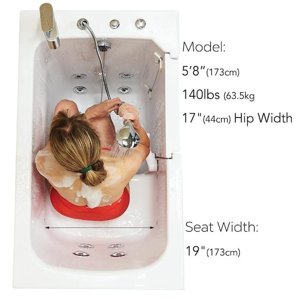 Flow 48 in. x 28 in. Right Drain Walk-In Whirlpool Bathtub in White, Right Inward Door, Fast Fill Faucet, Heated Seat