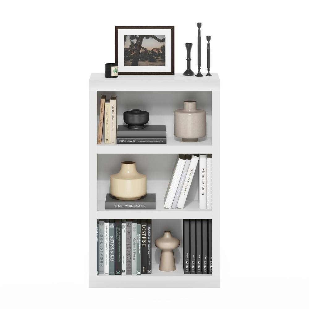 White 3-Tier Composite Wood Open Shelf Bookcase