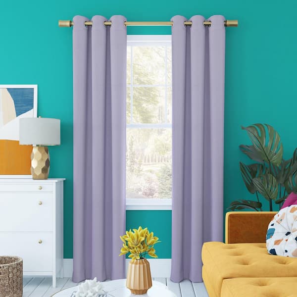 Sun Zero Harper Bright Vibes Lavender Polyester 40 in. W x 96 in. L Grommet 100% Blackout Curtain (Single Panel)