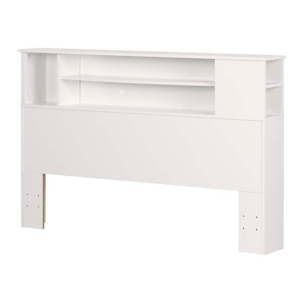 South S Vito Full Queen Size, White Queen Bed With Bookcase Headboard