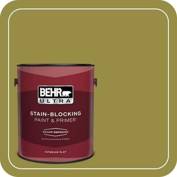 BEHR ULTRA 1 gal. #PPU9-03 Retro Avocado Extra Durable Flat Interior Paint & Primer