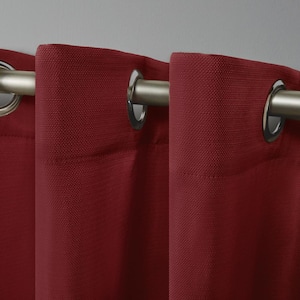 Delano Radiant Red Solid Light Filtering Grommet Top Indoor/Outdoor Curtain, 54 in. W x 120 in. L (Set of 2)