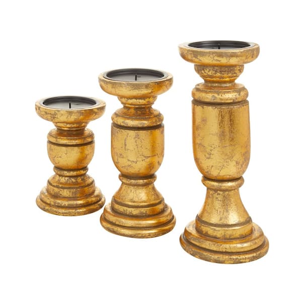 SULLIVANS 10.5, 8.5, and 6.5 Gilded Classic Pillar Candle Holders (Set  of 3) MET1891 - The Home Depot