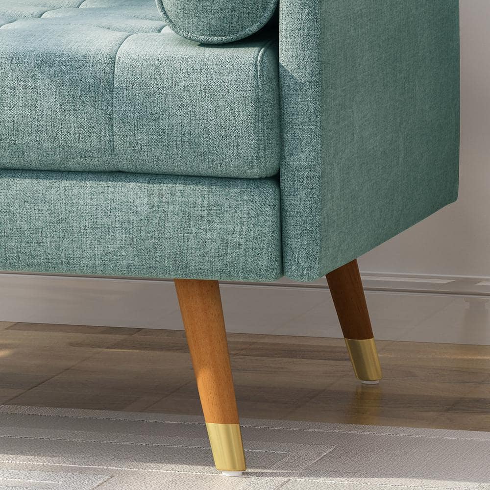 38.25" Blue Handcrafted Mid-Century Upholstered Club Chair