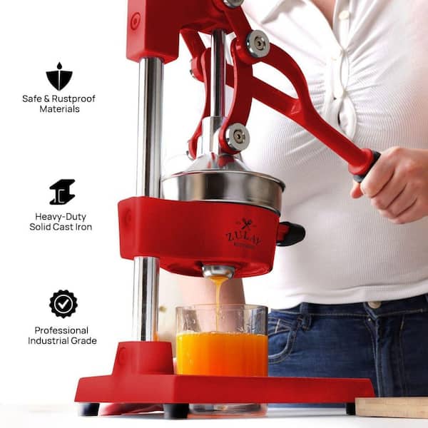 Zulay Kitchen Cast-Iron Orange Juice Squeezer-Large Red Z-CITRS