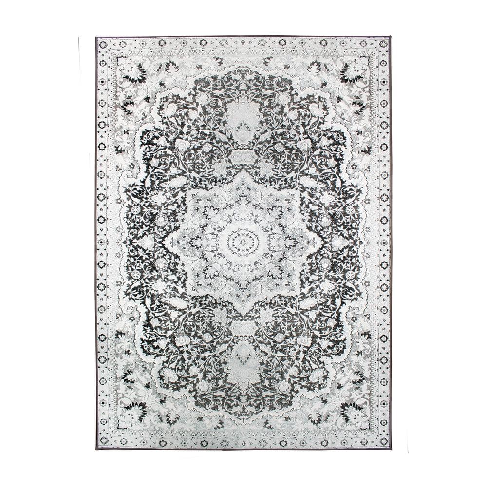 Gray Washable Synthetic 5' x 7' Rectangular Rug
