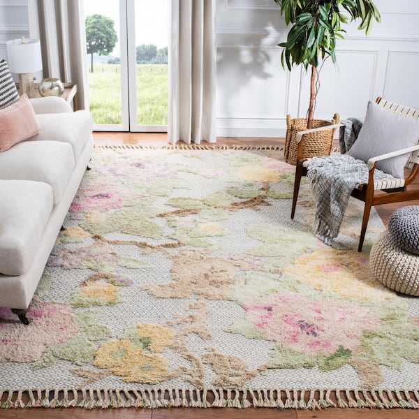 Kenya Pink/Gray 6 ft. x 9 ft. Floral Area Rug