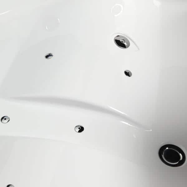 60'' White Acrylic Corner Whirlpool Bathtub with Glass Panel