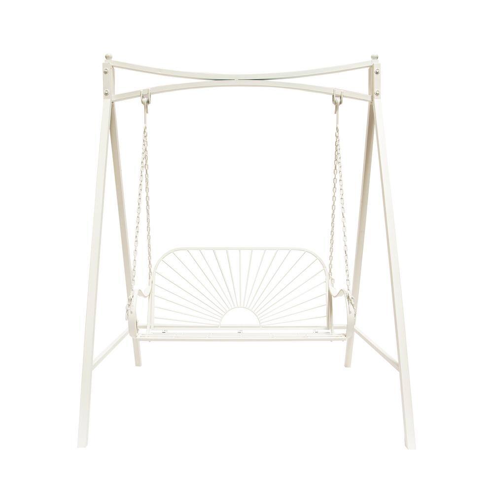 55.5 in. W Seat for 2-White Metal Sun-Patterned Patio Swing price history on PriceWatchPro