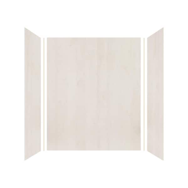 Expressions 36 in. x 60 in. x 72 in. 3-Piece Easy Up Adhesive Alcove Shower Wall Surround in Bleached Oak