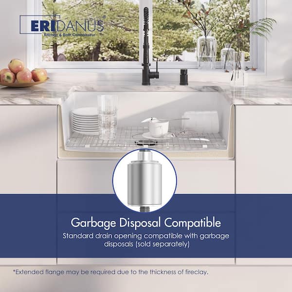 Eridanus Malibu Crisp White 33 in. Farmhouse Apron Single