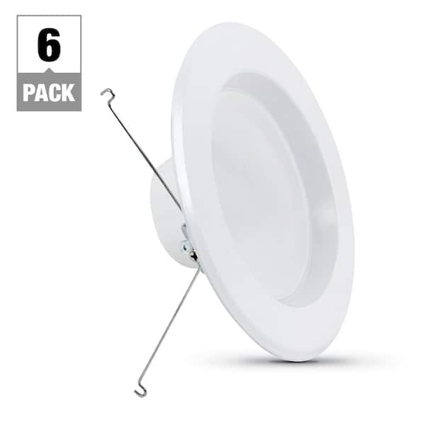 Feit Electric 5/6 in. 1290 Lumens 5000K Daylight Dimmable Integrated LED Retrofit Recessed Light Trim Kit, White 6-Pack