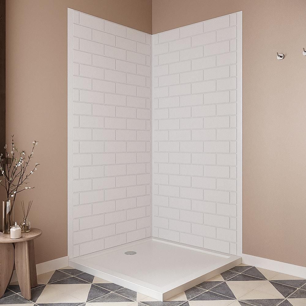 DSH-1360-139 38 in. L x 38 in. W x 76 in. H 2-Piece Glue-Up Corner Shower Wall Surround in White Tile Finish price history on PriceWatchPro