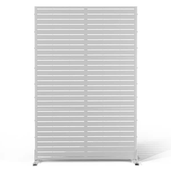 47 in. W x 72 in. H White Metal Privacy Screen-Rust-Resistant Outdoor Panel for Patio & Deck