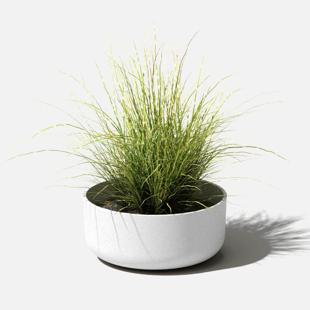 Kona Modern White 14" Plastic-Stone Indoor/Outdoor Bowl Planter
