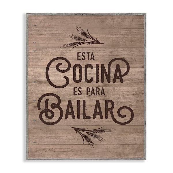Stupell Industries Kitchen for Dancing Translation by Lettered and Lined Gray Framed Typography Giclee Art Print 14 in. x 11 in.