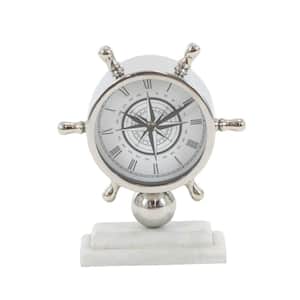 White and Silver Coastal Analog Table Clock