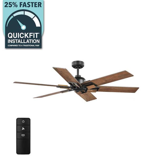 60 in. Winderige Indoor Matte Black Ceiling Fan with Remote Control and Downrod Included