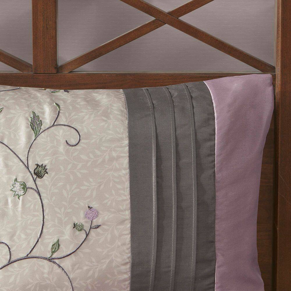 Purple Reversible Queen 7-Piece Embroidered Bedspread Set