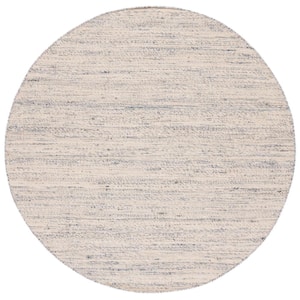 Natural Fiber Beige/Gray 6 ft. x 6 ft. Abstract Distressed Round Area Rug