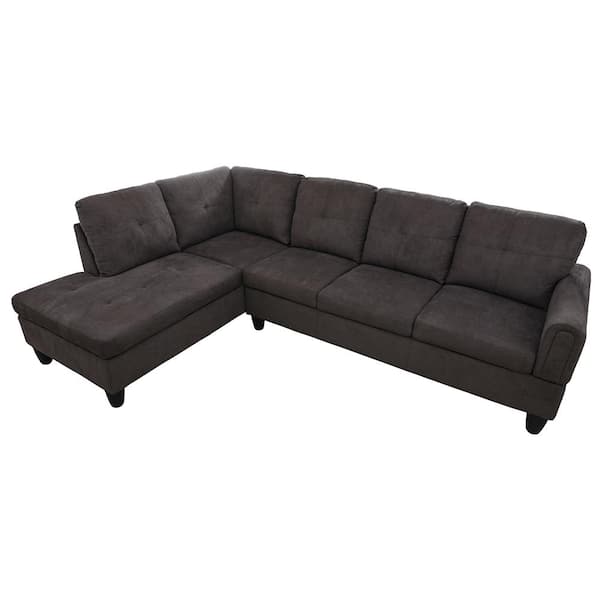 Star Home Living 103 in. Slope Arm 2-Piece Linen L-Shaped Sectional Sofa in Dark Brown