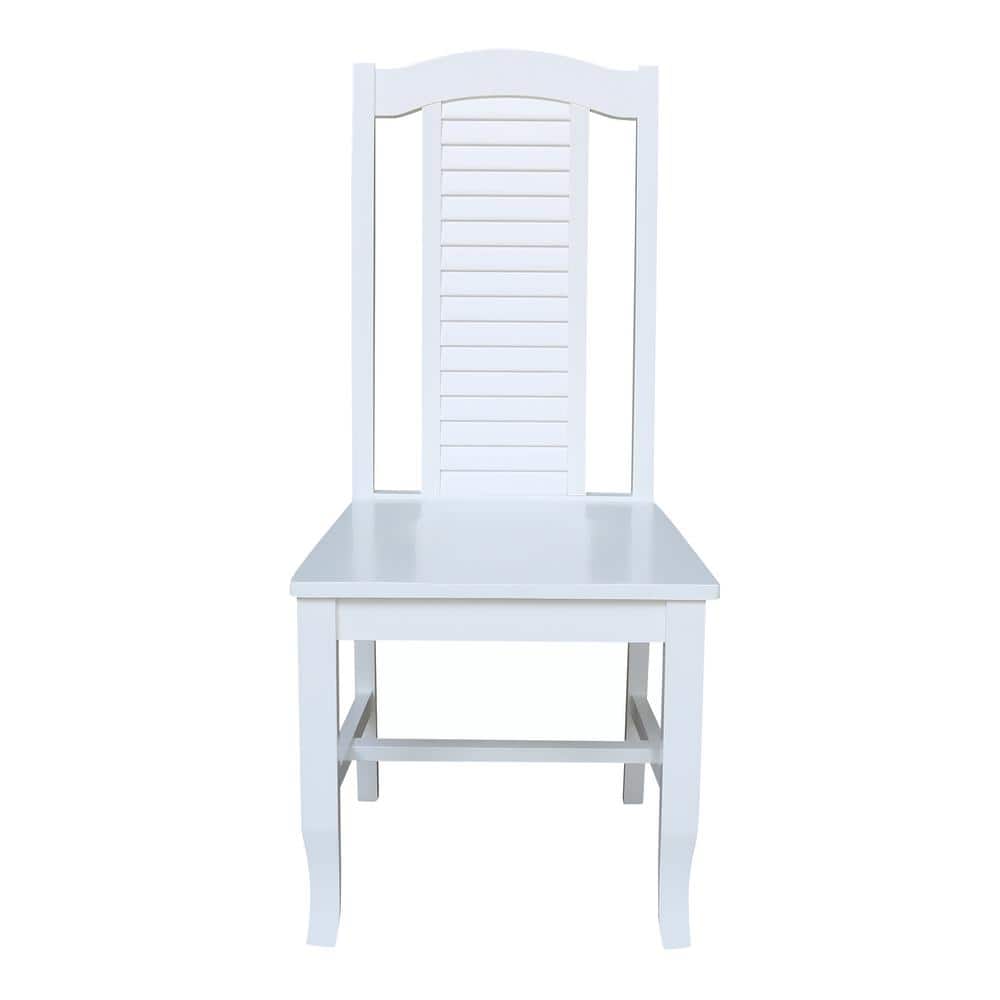 Seaside High-Back Solid Parawood Side Chairs in White - Set of 2