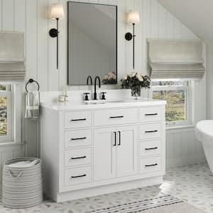 Hepburn 48 in. W x 22 in. D x 36 in. H Single Sink Freestanding Bath Vanity in White with Carrara Quartz Top
