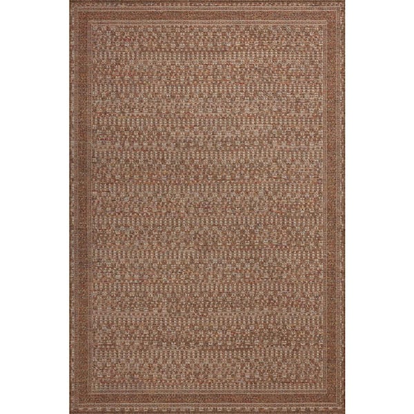 LOLOI II Merrick Natural/Fiesta 7 ft. 8 in. x 7 ft. 8 in. Round Indoor/Outdoor Area Rug