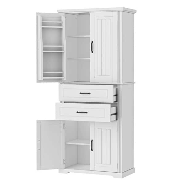 JUJABU 30 in. W x 15.8 in. D x 72.5 in. H White Linen Cabinet with
