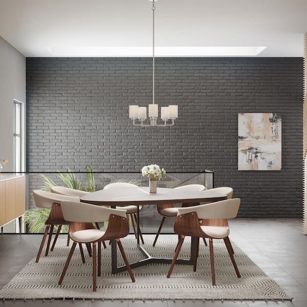 Progress Lighting Merry 5-Light Brushed Nickel Etched Glass