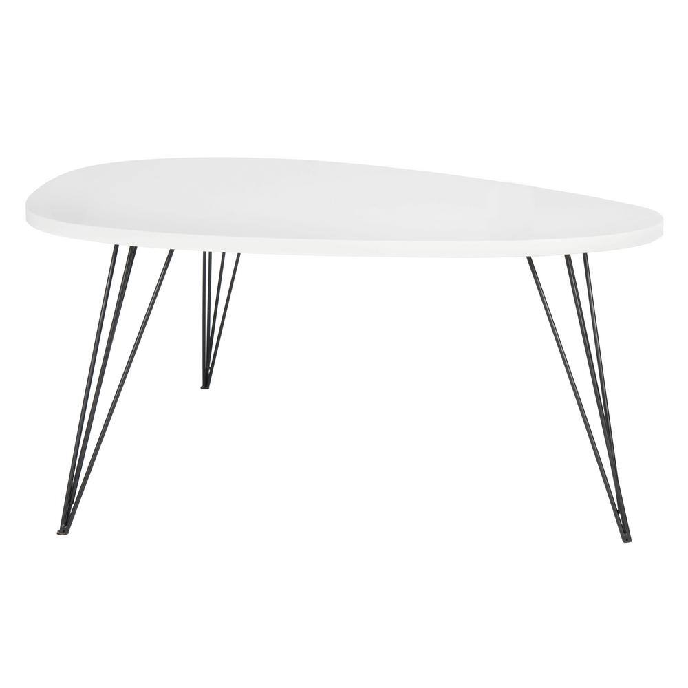Wynton Triangular Black & White Wood Coffee Table - 44"