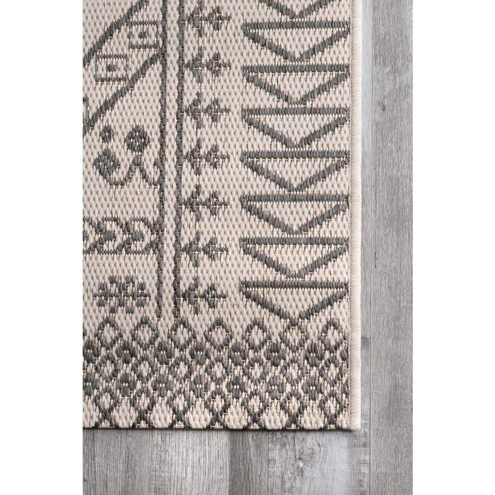 Reversible Ivory Synthetic 62"x24" Easy Care Area Rug