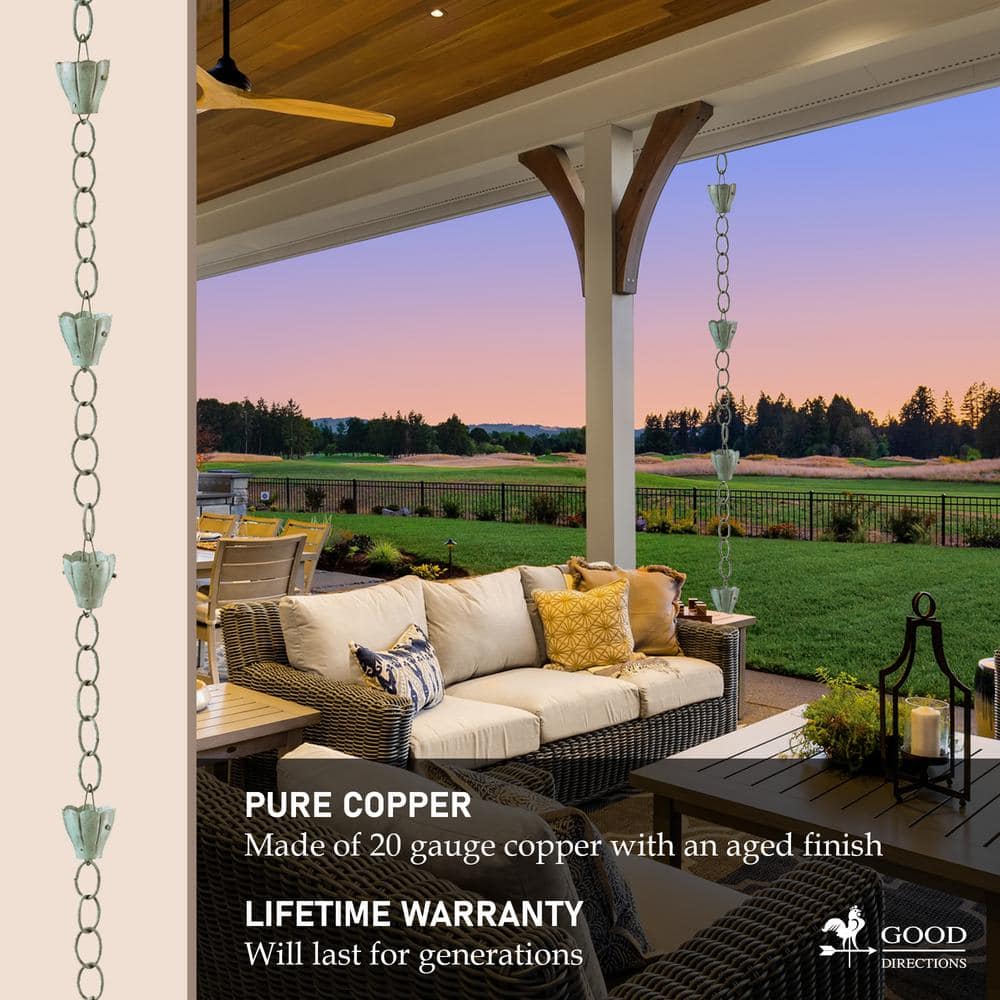 8.5ft Blue Verde Copper Crocus Rain Chain